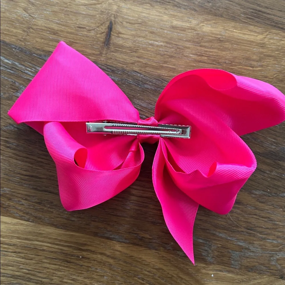 Two jumbo Bright Pink Hair Bows - Picture 5 of 6